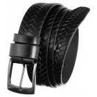 Skórzany pasek męski do garnituru klamra pleciony