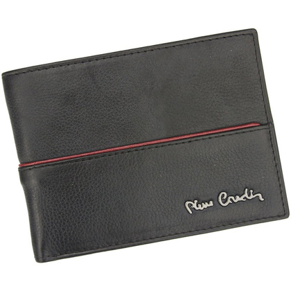 Portfel męski skórzany PIERRE CARDIN TILAK38 8806 RFID Czarno Czerwony