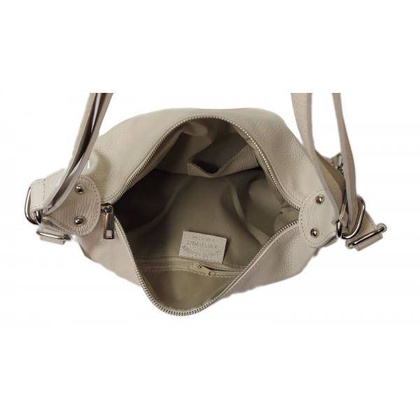 Torebko plecak,Włoski worek na ramię Vera Pelle,pojemny A4 STZ34T beżowy