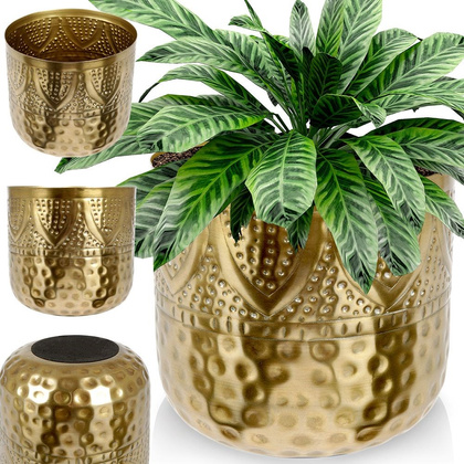 Osłonka doniczka metalowa złota 19x18 cm