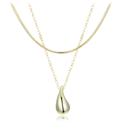 MINET Pozłacany srebrny podwójny naszyjnik kroplą