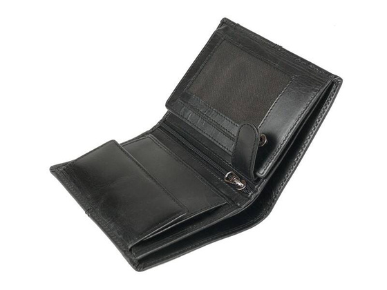 BH-777 NORFOLK Portfel męski skórzany Czarny