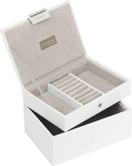 Szkatułka na biżuterię Stackers podwójna mini biało-beżowa