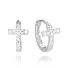 MINET Kolczyki srebrne KRZYŻE z cyrkoniami