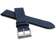 LAVVU Granatowy szyty pasek SLIM z luksusowej skóry Top Grain - 24