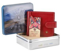 Zapinany skórzany portfel męski Peterson Czerwony