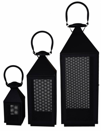 Kpl.3 latarni czarnych metalowych