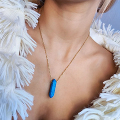 Naszyjnik Kryształ Górski stal szlachetna pozłacana 14k złotem NST1578