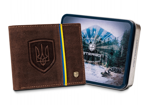 Skórzany portfel męski w orientacji poziomej z systemem rfid
