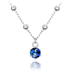 MINET Srebrny naszyjnik z kulkami i granatową cyrkonią