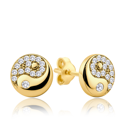 MINET Złote kolczyki kółka z białymi cyrkoniami Au 585/1000 1,40g