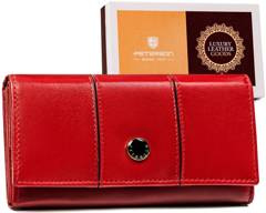 Wielokolorowy, skórzany portfel damski na zatrzask