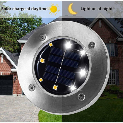 lampa solarna 8 LED SMD do wbicia w podłoże kpl. 4 szt.
