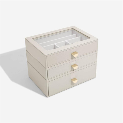 Szkatułka na biżuterię Stackers classic jasnobeżowa z 3 szufladami