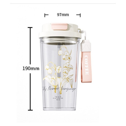 Kubek, butelka na wodę ze słomką i ustnikiem 550 ML BD29