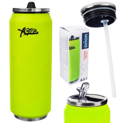 Kubek termiczny termos bidon neonowy zielony PUSZKA 500 ml