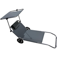 LEŻAK SKŁADANY PLAŻOWY Z DASZKIEM NA KÓŁKACH 116x62x62-90CM SZARY
