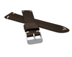 LAVVU Ciemnobrązowy szyty pasek RETRO z luksusowej skóry Top Grain - 18