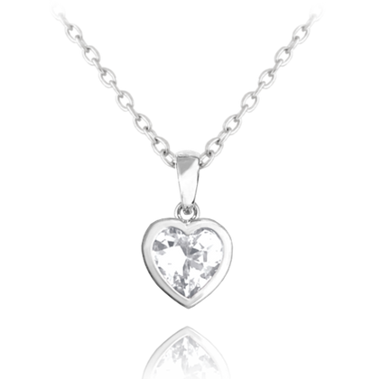 MINET Naszyjnik srebrny SERCE z białą cyrkonią