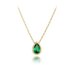 MINET Elegancki złoty naszyjnik z zielonym cyrkonem Au 585/1000 1,85g