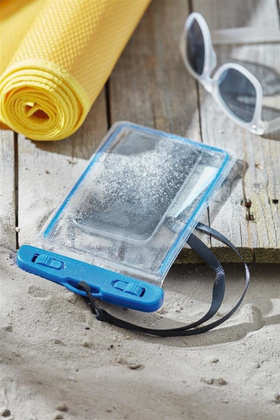 Torebka na telefon DIVER, niebieski, transparentny