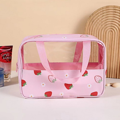 Kosmetyczka rozkładana przenośna kuferek rozmiar M 31x10x20cm TRUSKAWKI KS148