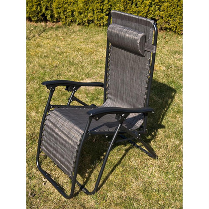 LEŻAK OGRODOWY SKŁADANY WIELOFUNKCYJNY 175X52/65X110CM SZARY