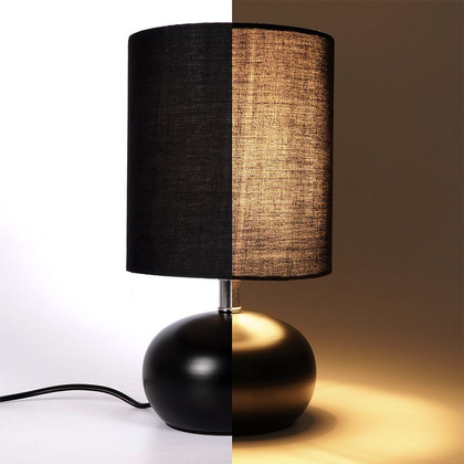 Lampa stołowa z kloszem abażurem lampka nocna czarna z metalową podstawą loft 26x14 cm