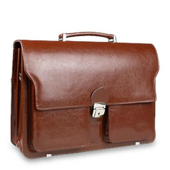 Skórzana teczka męska na ramię laptopa brązowa - Pavone Nero Treviso 2225 BR