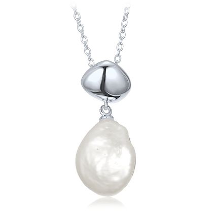 MINET Elegancki srebrny naszyjnik z perłą