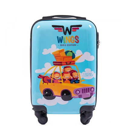 Bardzo mała kabinowa walizka WINGS SAMOCHÓD  XS Błękitna