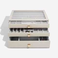 Szkatułka na biżuterię Stackers supersize jasnobeżowa z 3 szufladami