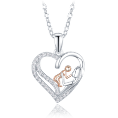 MINET Srebrny naszyjnik Madonna z Rosegold dzieckiem i białymi cyrkoniami