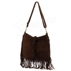 Torebka damska skórzana 25-073 Ciemny brąz