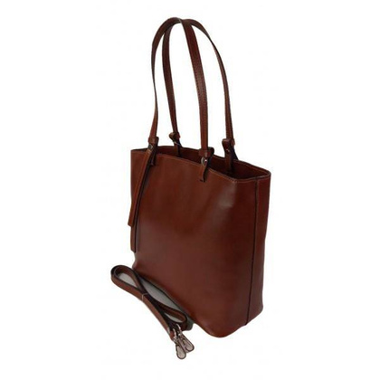 Torebka na ramię Vera Pelle ,Włoski skórzany kuferek format A4, Brązowa  KM446M