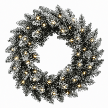 Girlanda wieniec ozdobny na drzwi 50cm choinka ośnieżona z lampkami 50 LED WSN30