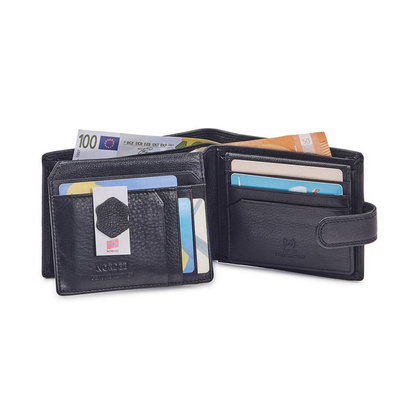 Portfel męski skórzany GW-2215 RFID Czarny
