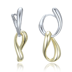 MINET Eleganckie kolczyki srebrne bicolor