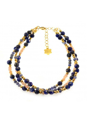 Bransoletka Lapis Kamień Słoneczny 925