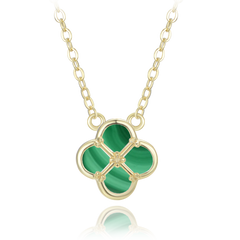 MINET Pozłacany srebrny naszyjnik koniczyna z malachitem