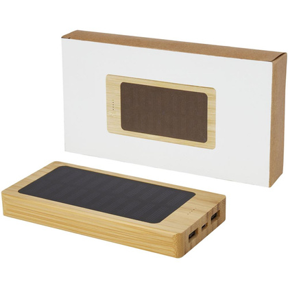 Alata 8000 mAh bambusowy powerbank z ogniwami słonecznymi