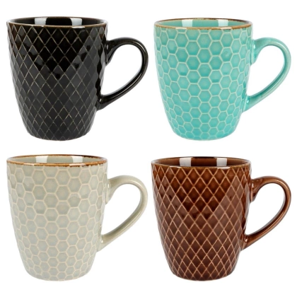 Kubek ceramiczny 250 ml do picia kawy herbaty na prezent zestaw komplet kubków 4 sztuki