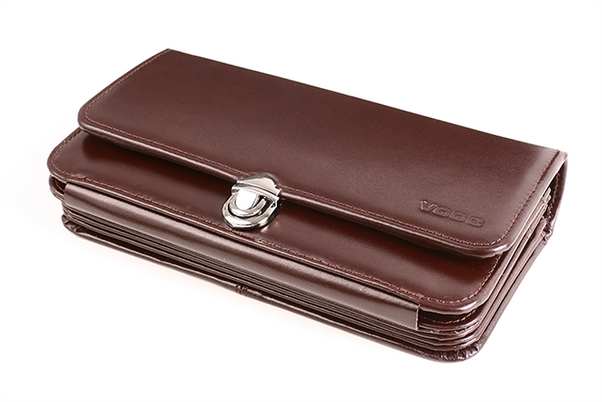 Portfel skórzany damski z rączką KEMER VOOC PPD1 Brązowy