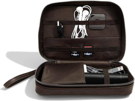 Etui na ładowarki i słuchawki Stackers brązowe