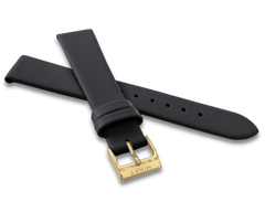 MINET Czarny skórzany pasek ze złotą klamrą - 14