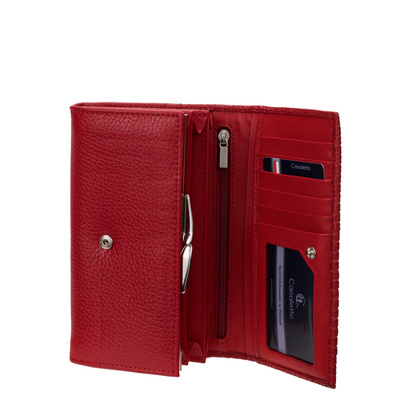 Duży czerwony portfel damski Canaletto ze skóry z tłoczeniem – styl i funkcjonalność PD1602s92t1 RFID