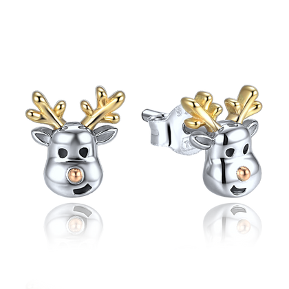 MINET Kolczyki srebrne renifery