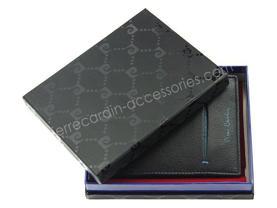 Portfel męski skórzany PIERRE CARDIN TILAK07 325 Czarny / Bordowy