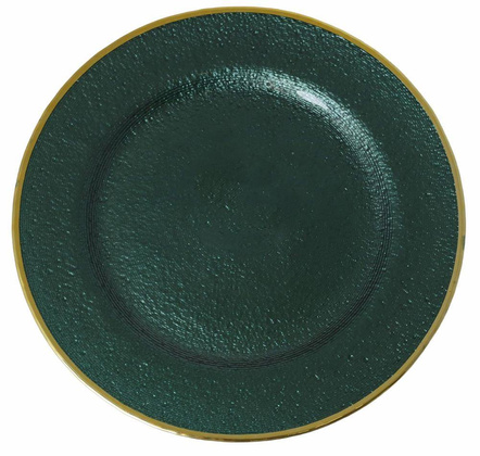 Podtalerz szklany zielony ze złotym brzegiem