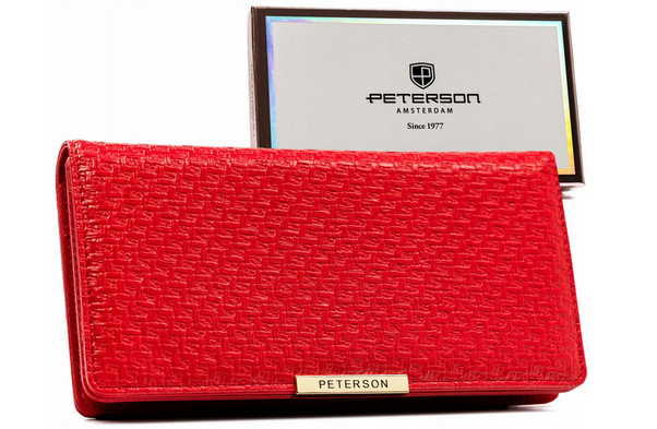 Duży portfel damski ze skóry ekologicznej z tłoczonym wzorem